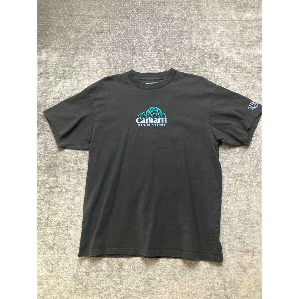 Carhartt WIP Geo Script T-Shirt Mens Medium Black Embroidered Logo Everyday Wear